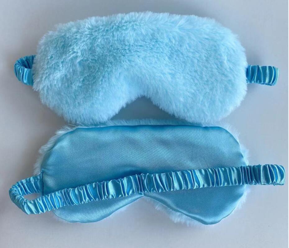 Masque de Sommeil en Soie et Peluche Bleu